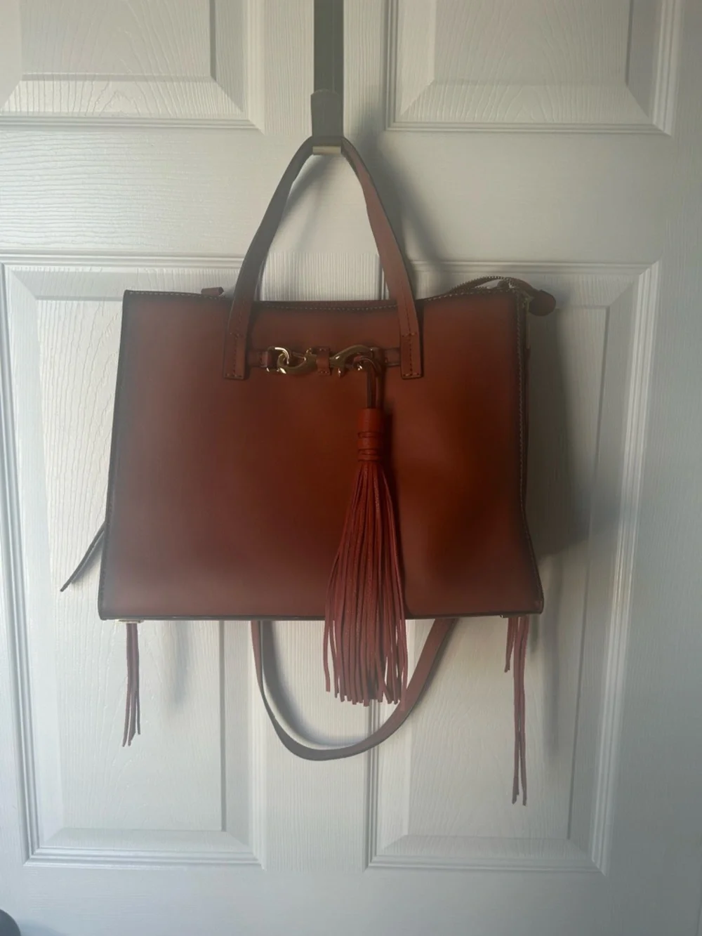 Rebecca Minkoff Florence Cognac Leather Tote with Tassel - Picture 4 of 12
